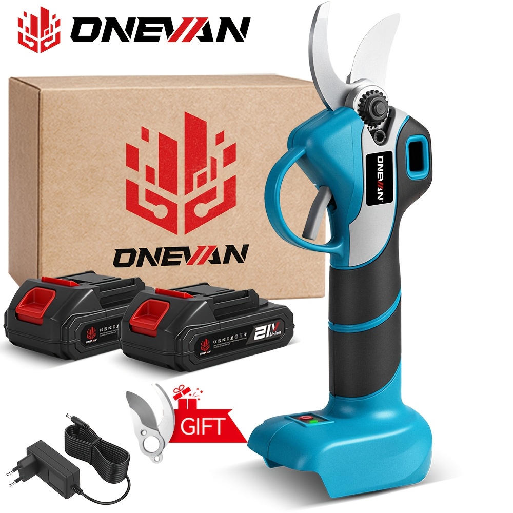 Brushless Electric Gardening Pruning Shears Set, 40mm Cordless Lithium Battery Gardening Scissors, Suitable For Pruning Shrubs And Branches In Courtyard Gardens, Compatible With Onevan Batteries