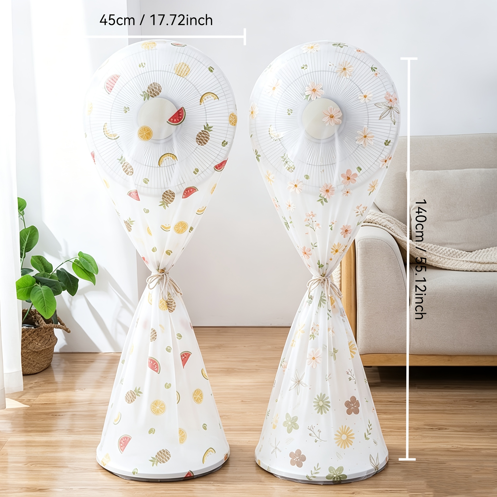 TEMU Juego de 2 protectores antipolvo para ventiladores, cubierta universal de cobertura total para ventiladores de pie, cubierta antipolvo para