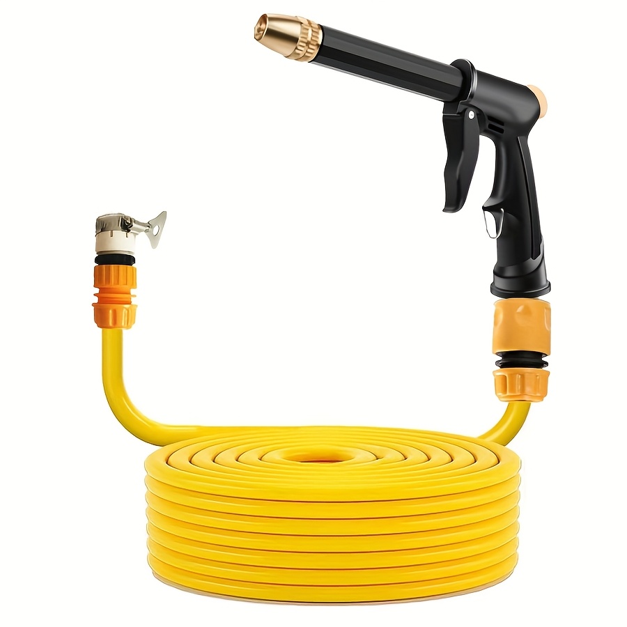 

Heavy-duty High-pressure Car Wash And Garden Hose With Adjustable Spray - Pvc, Black & , Ideal For Lawn Care And Outdoor Cleaning, Pressure Washer Hose