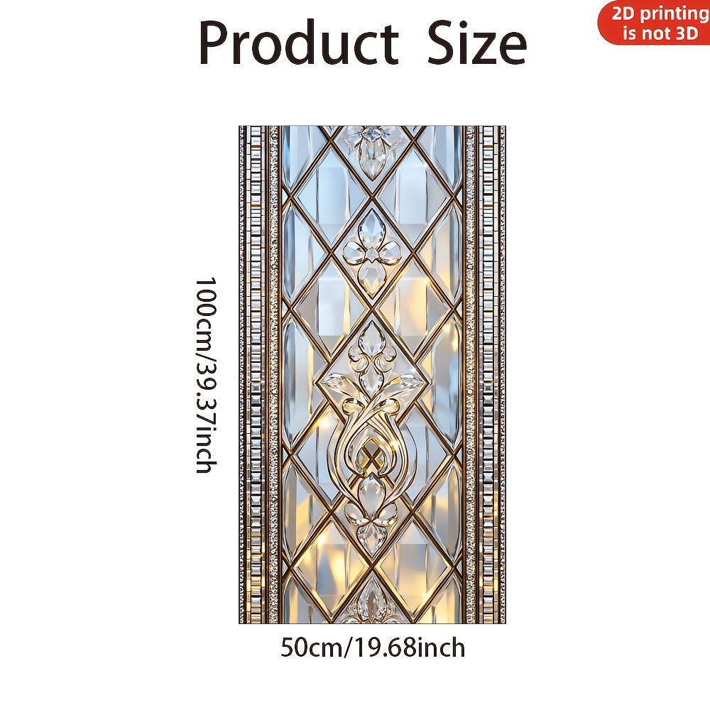 TEMU 2D Platte Statische Klitten Diamanten met Gouden Frame en Design Rechthoekig Ornament voor Raam- en Deurdecoratie Verwijderbaar
