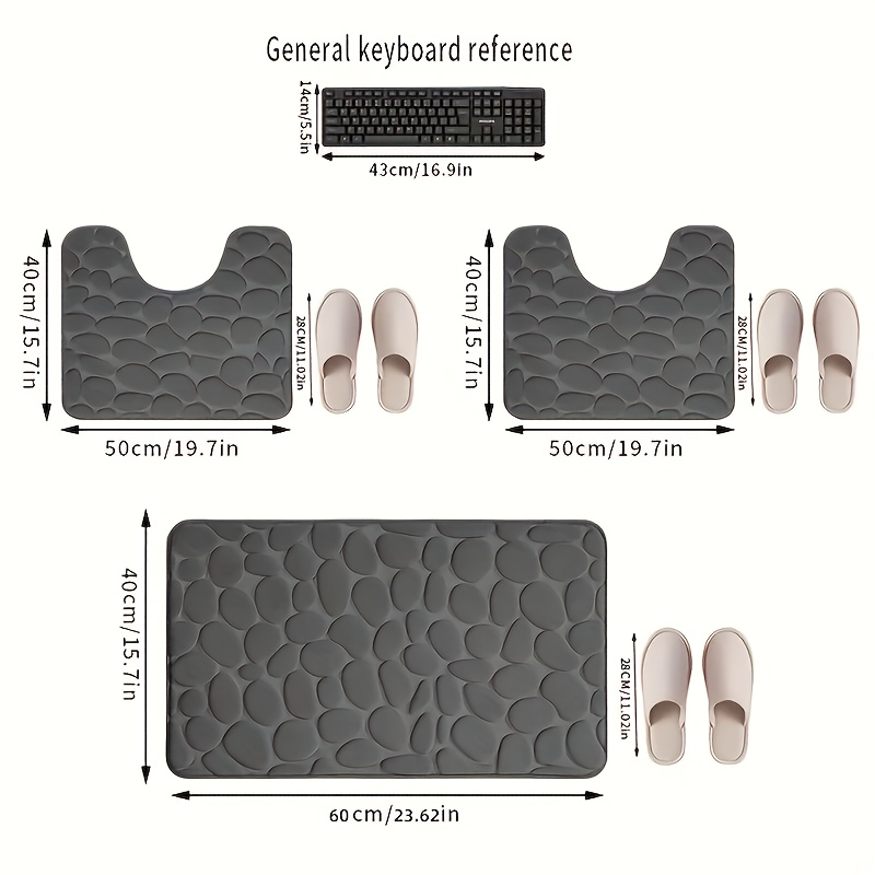 TEMU 3 Pezzi Set Tappetino da Bagno - Super Assorbente, Antiscivolo, Lavabile in Lavatrice, Design a Righe , e Confortevole per Vasca e Doccia