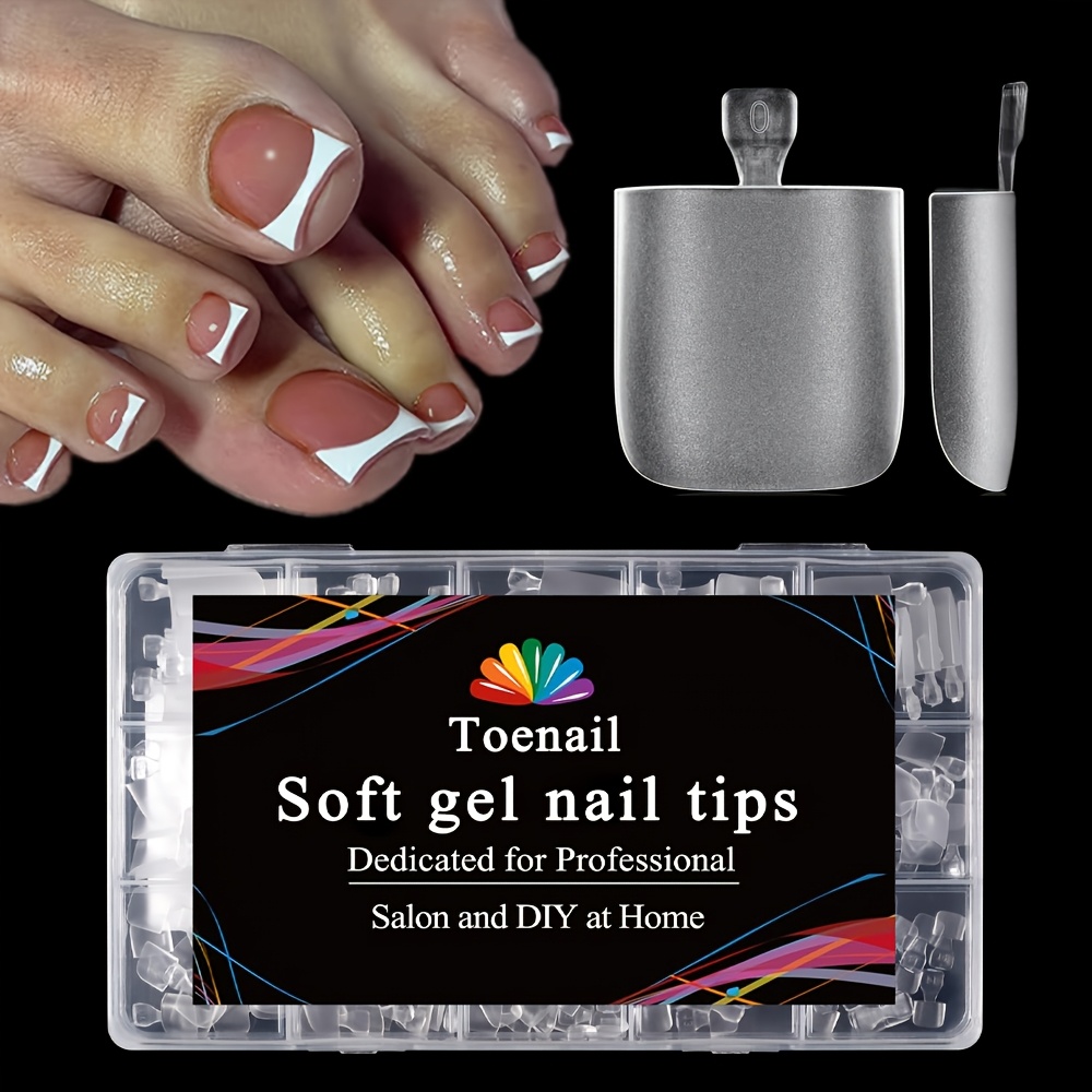 TEMU 150pcs Gel Toenail Set With Square-tipped False Nails. Press-on Toenails Are Designed With Full Coverage, Extended, And Widened Features,