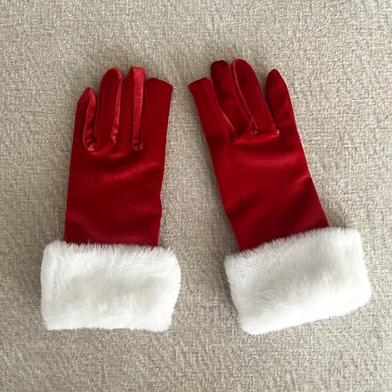 TEMU Women's Christmas Gloves Fur - Knit , Wash - For Christmas And Evening Events