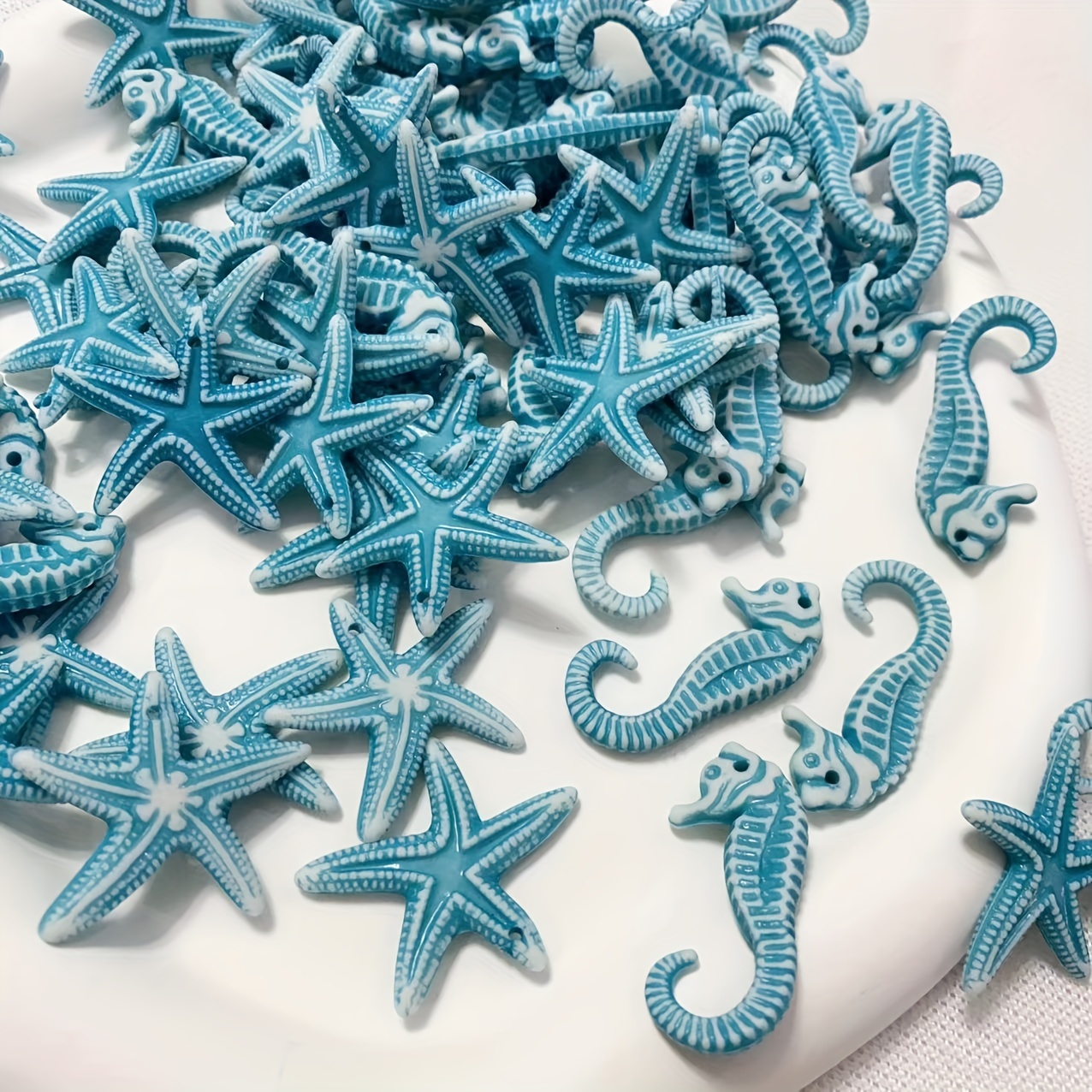 

Hrwmif 10pcs Acrylic Marine Life Charms - Bohemian Style Beach Decorative Beads For Diy Jewelry Making, Seahorse Starfish Pendants For Bracelets, Necklaces, Earrings, Crafts