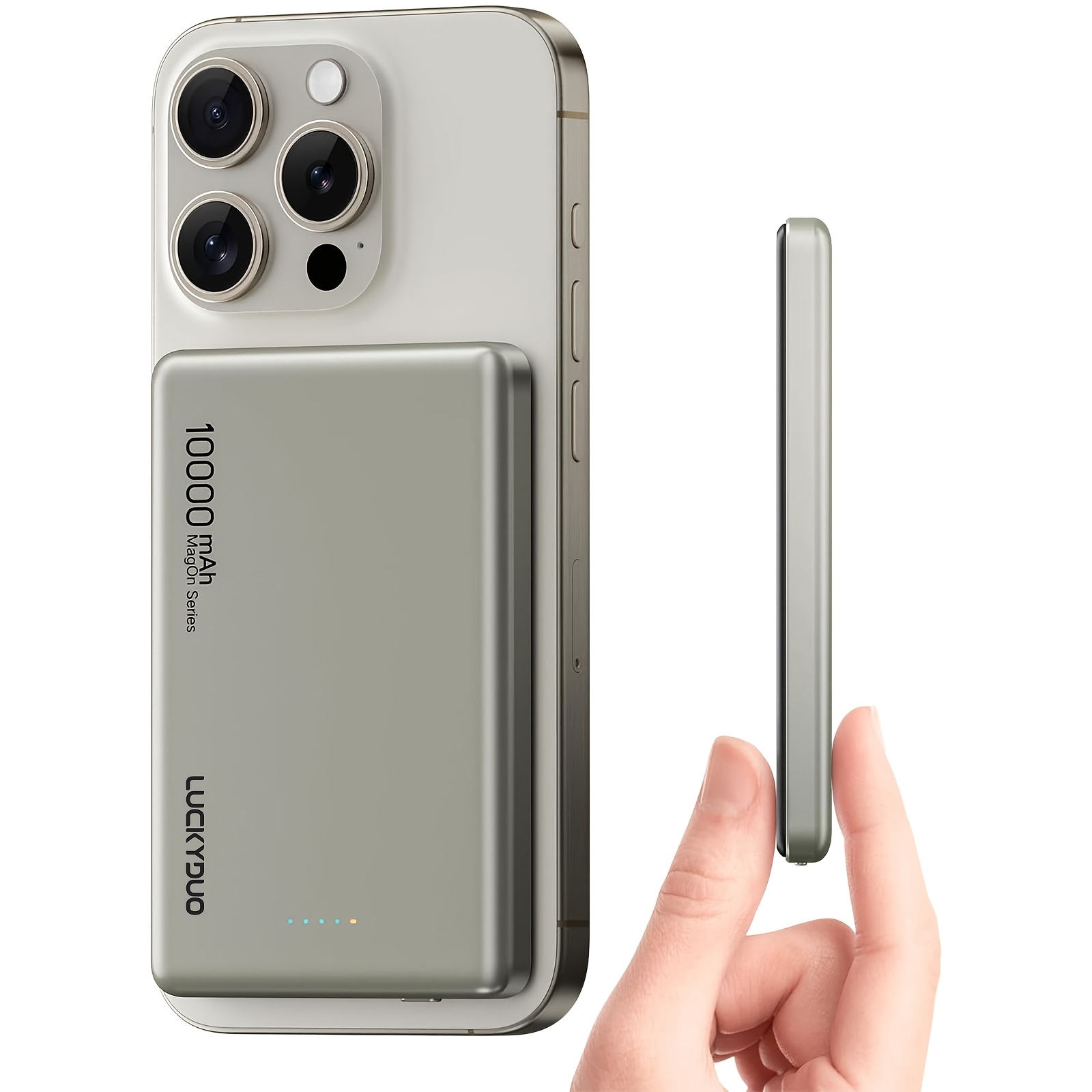 TEMU Magnetic Wireless Power Bank, 10000mah Portable Charger With 15w Fast Wireless, Charging 20w With Usb Type-c Battery Pack Compatible For Iphone