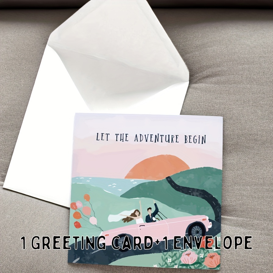 1/5 Set, Wedding Day Card, Congratulations Card, Let The Adventure Begin, Wedding Cards, Wedding, Mr And Mrs Card, Wedding Day, Card For Wedding Including Envelope