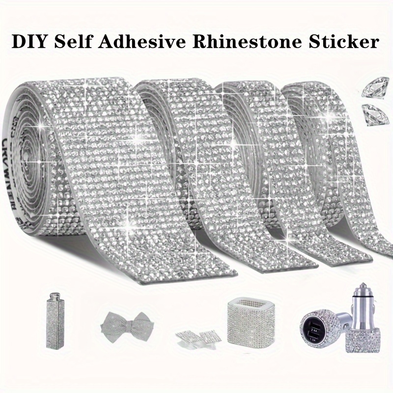 

1roll Self Adhesive Crystal Rhinestone Sticker Ribbon For Diy Arts Crafts Car Mobile Phone Camera Decoration Hand Account Diy Material Decorative Stickers (2,4,6,8,12 )