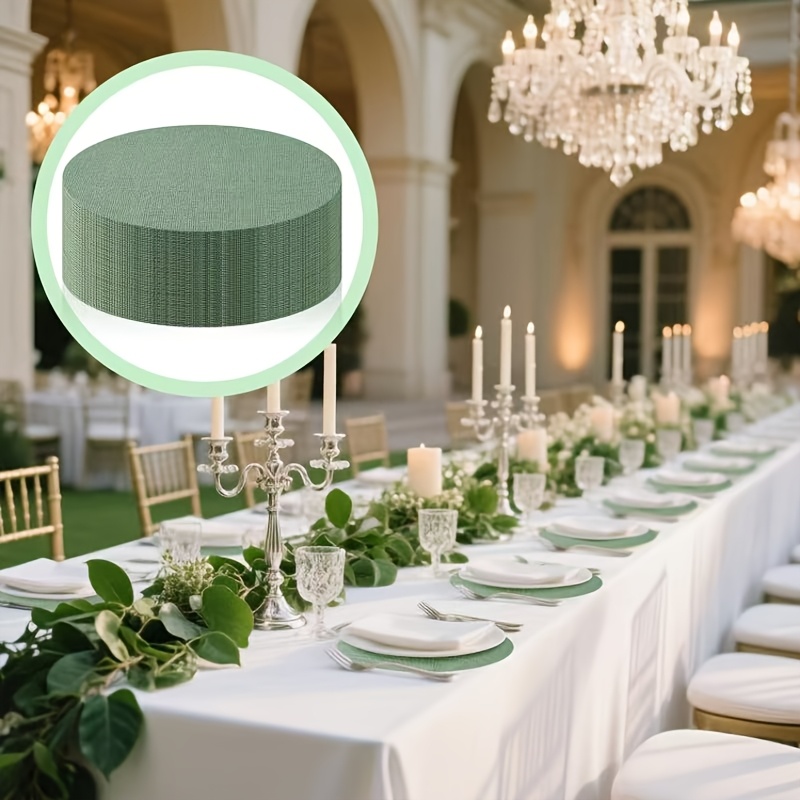 TEMU 30 Stück Rosmarin Grüne Leinen Platzsets Großpackung, 30 cm (11,8 Zoll) Leinen Runde Wiederverwendbare Platzsets, Tischsets im Landhausstil,