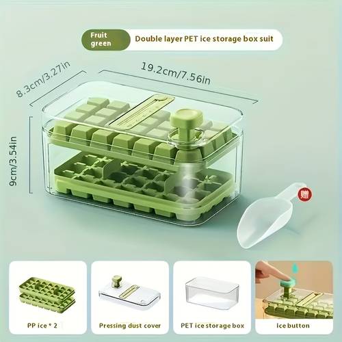 double layer 56 grid maker tray large capacity ice maker with design transparent lid controller durable plastic for refrigerator beverages coffee kitchen essentials trays for freezer beverage cooling integrated handle feature mechanism freezer storage sturdy construction household use