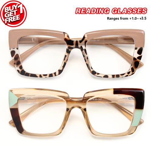 2 de gafas de lectura de con y estilo moderno, gafas retro minimalistas para presbicia, con bisagras de calidad para hombres y mujeres