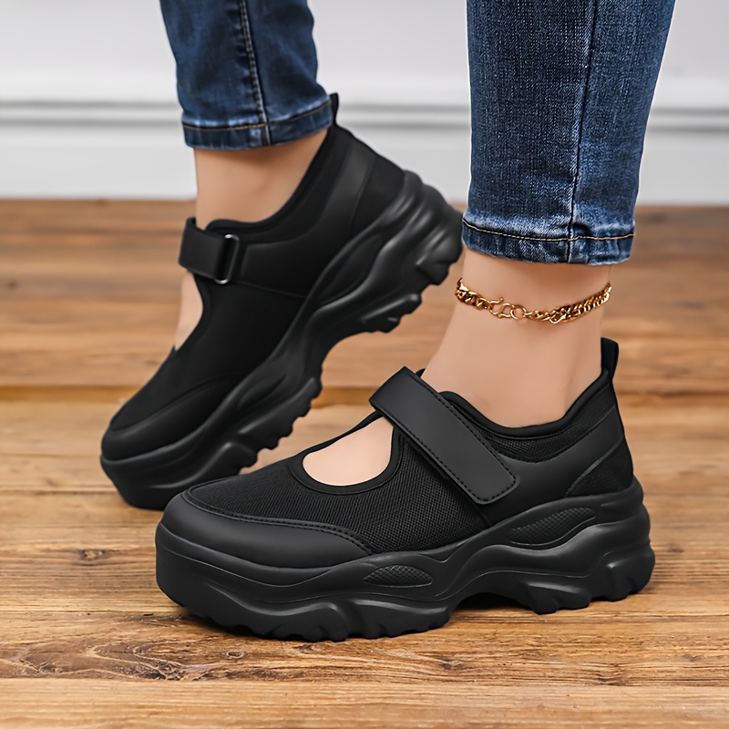 fashionable casual black round toe thick soled flats for women new for summer 2025   pairing with skirts elevating mary jane shoes Product details 1