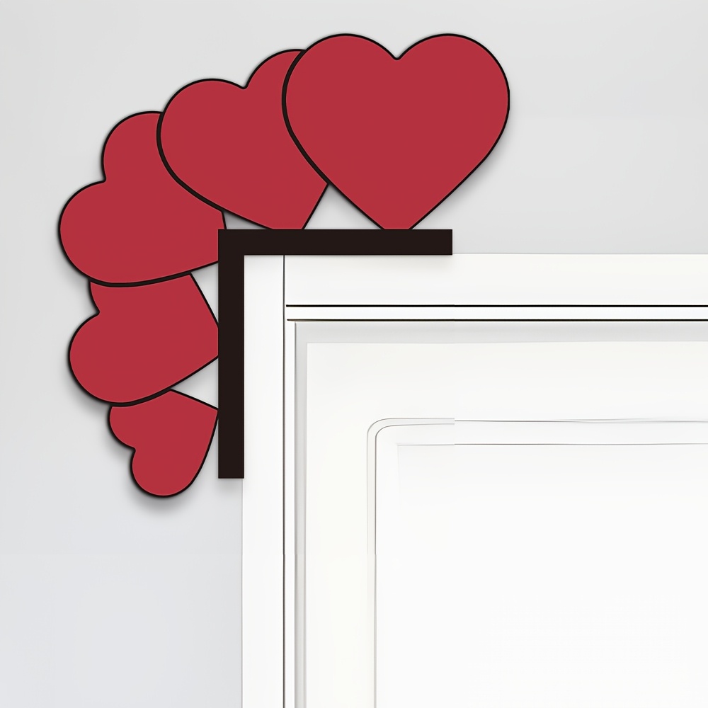 

Valentine's Day Heart Wooden Door Frame Corner Decor, Manufactured Wood, No Electricity Required, Featherless, Home Party And Living Room Decoration