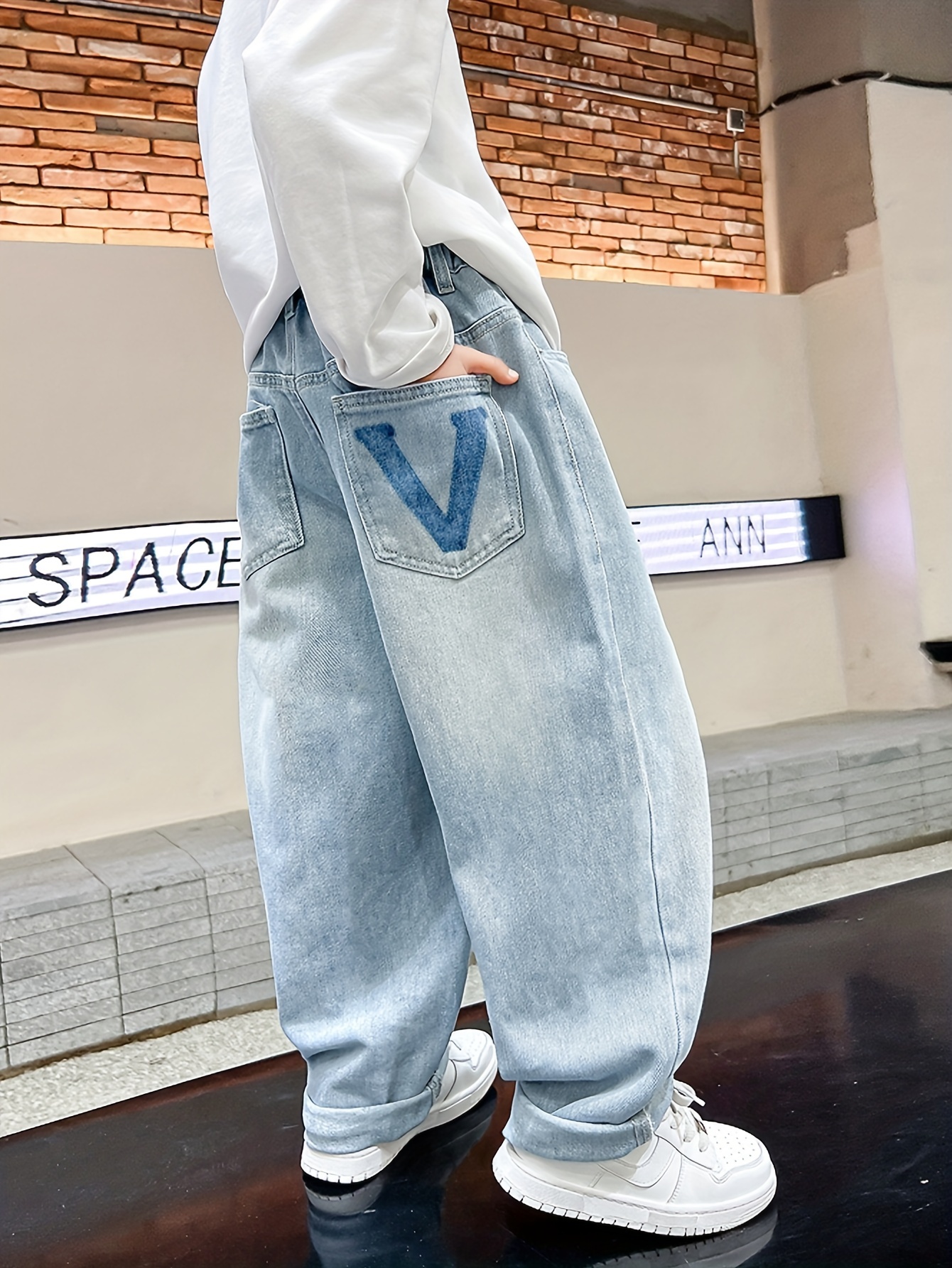 Stylish Boys' Loose-Fit Denim Jeans Soft Rayon Blend, Machine Washable,  Back Design for Spring and Fall