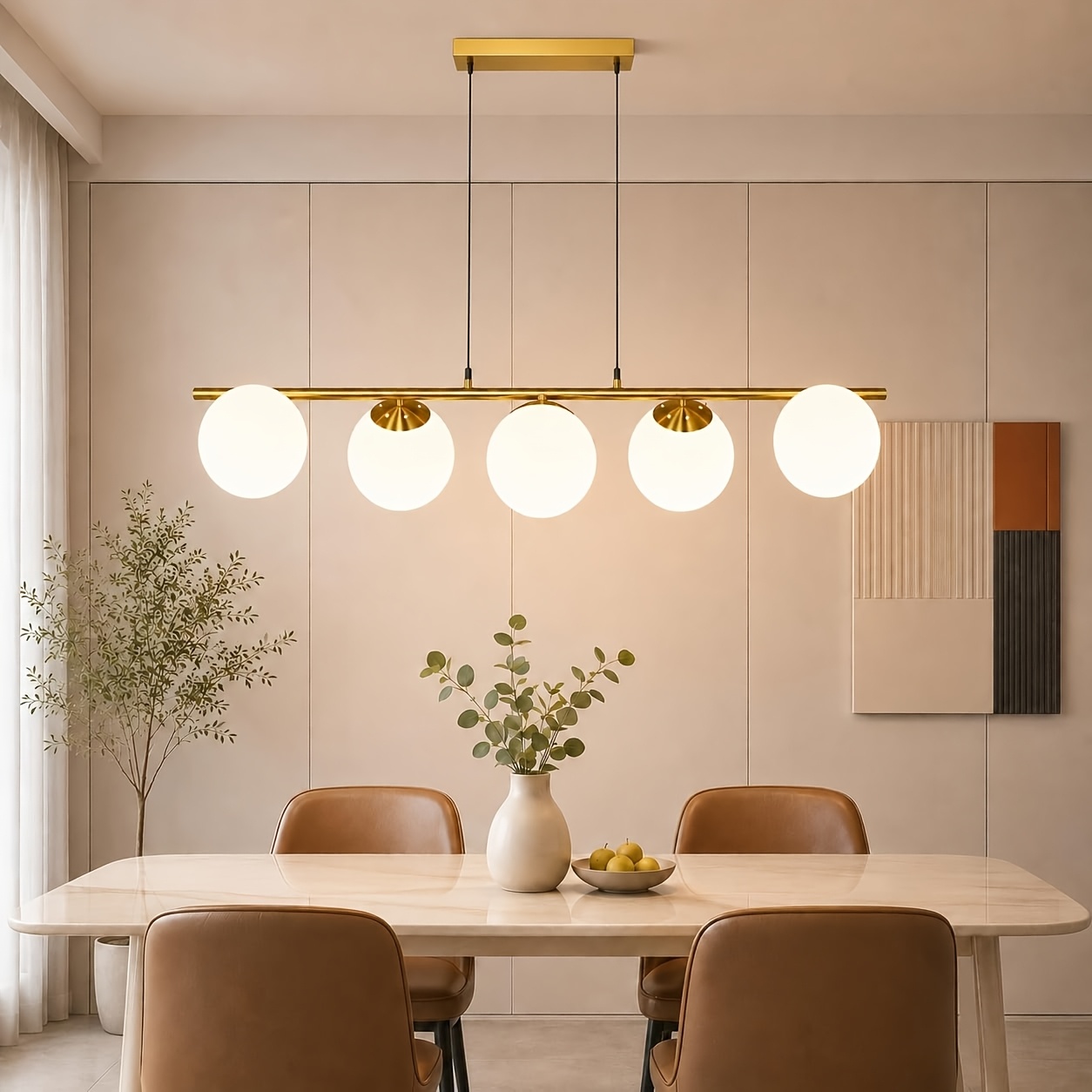1pc , Dining Table Chandelier, Black Glass Pendant Light, 5 Bulbs, Dining Room Light, Modern Dining Table Light, E27, Vintage--adjustable Kitchen Light (bulbs Not Included)