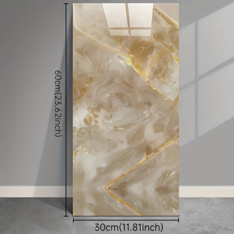 Image of 20pcs Of Marble Textured Self-adhesive Wall Panels - Waterproof Self-adhesive Pvc For Kitchen, Bathroom, And Home Decor, With Aluminum Backing, Size 30.0x59.99cm