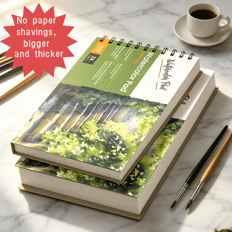 TEMU Professional A5 Spiral Sketchbook With Heavyweight Watercolor Paper Suitable For Media, Spiral Bound Art Journal With Artistic Cover - Ideal For