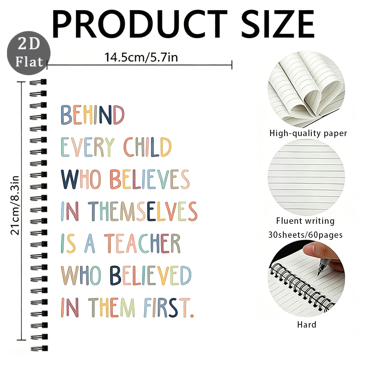 TEMU 1pc " Teachers" A5 Spiral Notebook, 30 Inner Pages, 60 Pages Total, Lined Inner Pages, A Thank-you Gift, Teacher's Gratitude Journal, Christmas