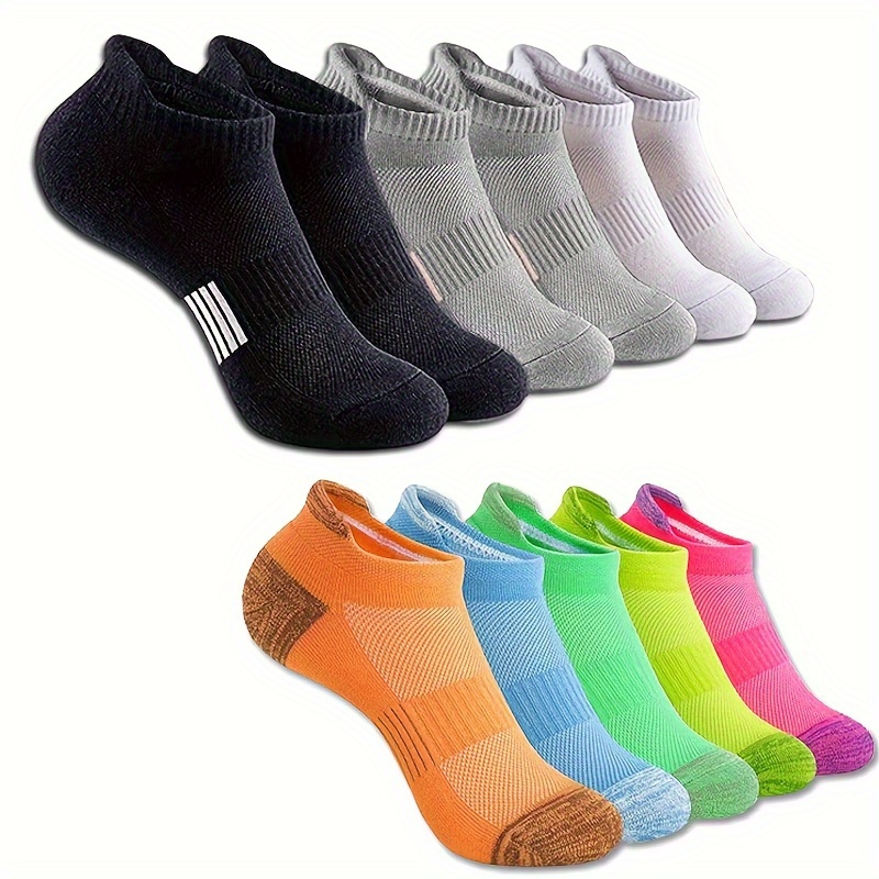 

5 Pairs Unisex Athletic Socks, Simple & Breathable Ankle Socks, Women's Stockings & Hosiery