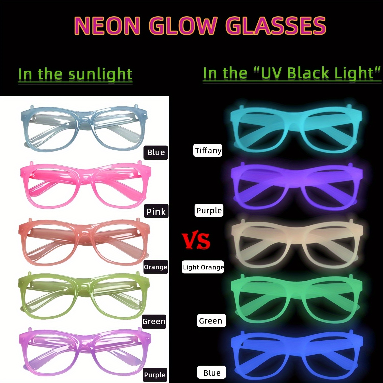 10pcs neon party glow in dark eyeglass frames colorful Temu
