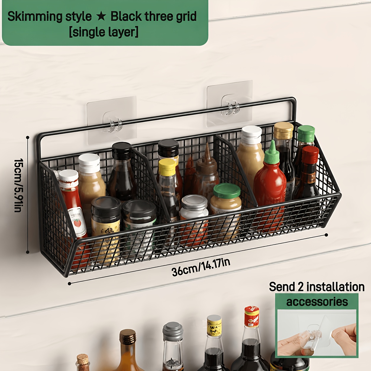 TEMU 1pc Wall Mounted Kitchen Storage Basket - Hanging - Durable Shelf Bins - Ideal For Storage Needs In Small Bathrooms And Kitchens, Bathroom