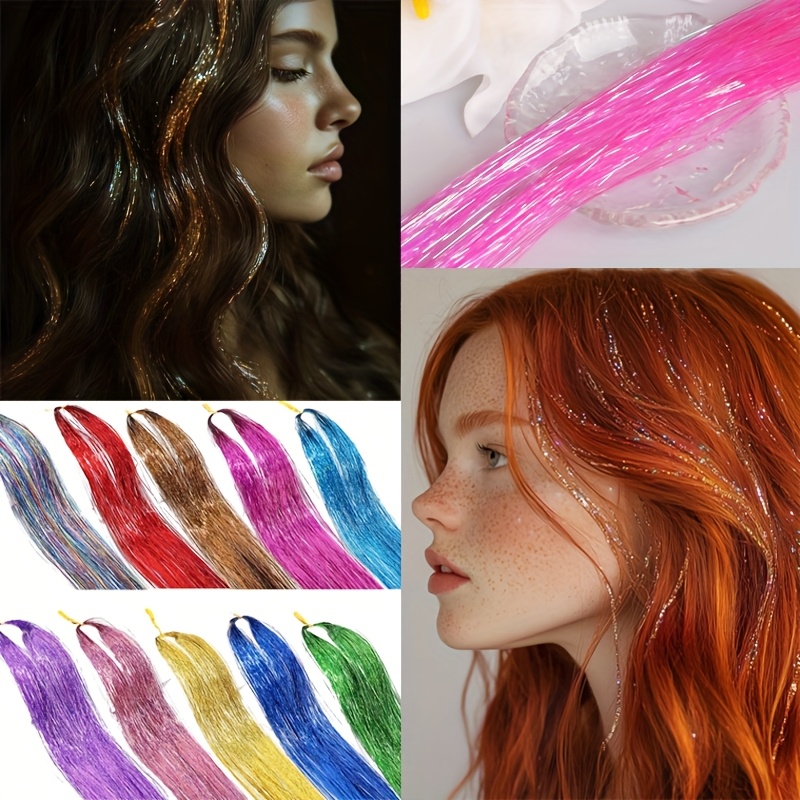 Kit De 4000 Mèches D’extensions Pailletées – 94 Cm – 20 Couleurs – Accessoires Cheveux Pour Fête, Festival Ou Cosplay
