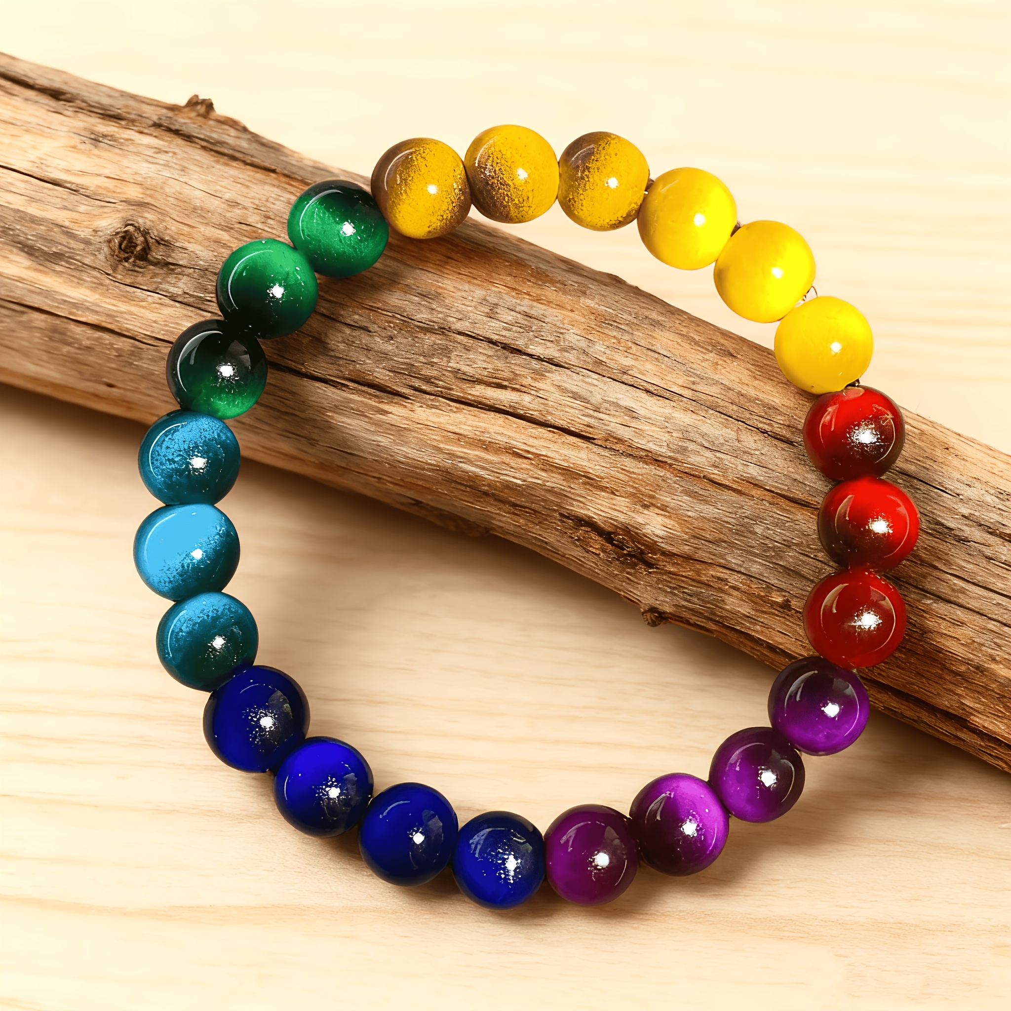 E-shop 1 Stück Chakra Yoga Meditationsarmband, Natürliche Tigerauge-Perlen, Zieht Wohlstand an, Balanciert Emotionen, Ideal für den täglichen Gebrauch,