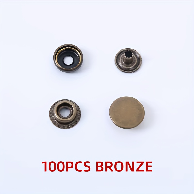 TEMU 25 Sets/100pcs Kit de Boucles à Pression 4-en-1 de 15mm de Diamètre pour Toile, Boutons-Pression et Attaches pour Toile, Denim, Veste et Autres