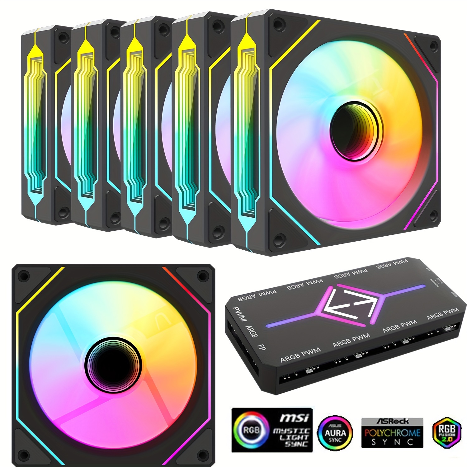 

Rgb Fans: 6 Packs 120mm Pwm Argb Case Fan With Fan , Speed Control, Pwm Control Fan For Computer Case And Liquid Cooling System