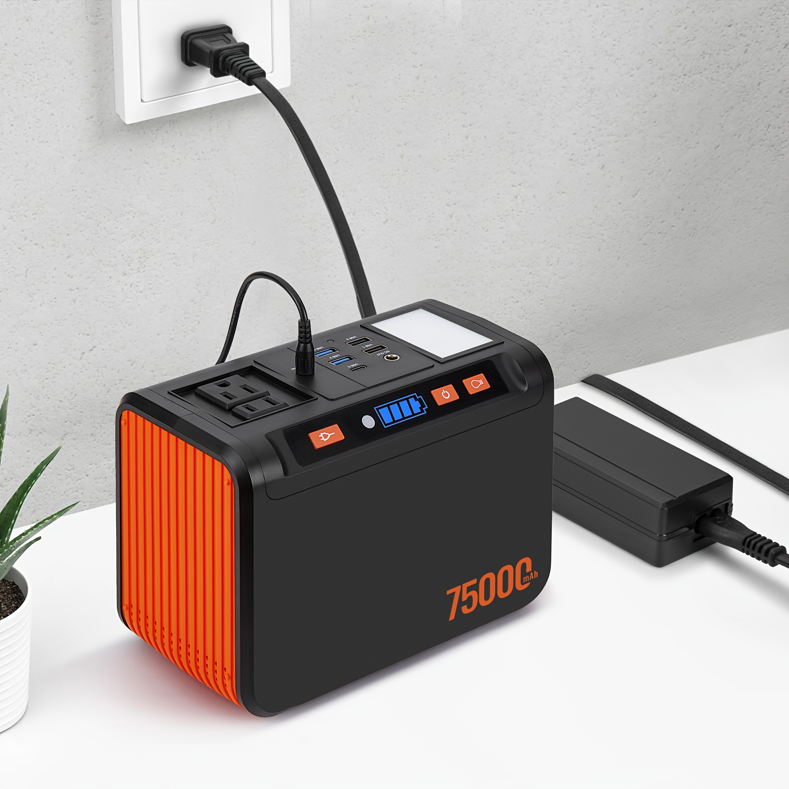 272 222 111 88wh portable power station with 40w solar panel compatible 72000mah lithium battery 2x 110v ac outlets usb   display led light over voltage over current over heat over temp over vibration protection lithium battery power bank for camping emergency backup rv outdoor home solar powered generator with usb c fast charging compact portable design portable power station with solar panel solar battery solar generator with panels included Product details 5
