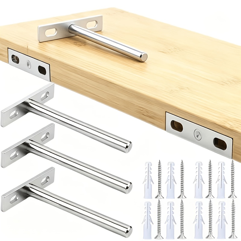 TEMU 20pcs T-shaped Invisible Shelf Brackets, Thickened Wrought Iron Shelf Supports, Wall-mounted Shelf Brackets, Concealed Installation For Look,