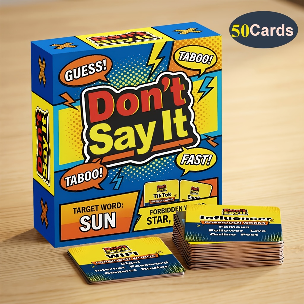 TEMU Don't Party Card Game - Classic Taboo Word Guessing Game For Adults And Families, 50 Modern Cards, Hilarious Social Interaction And Icebreaker