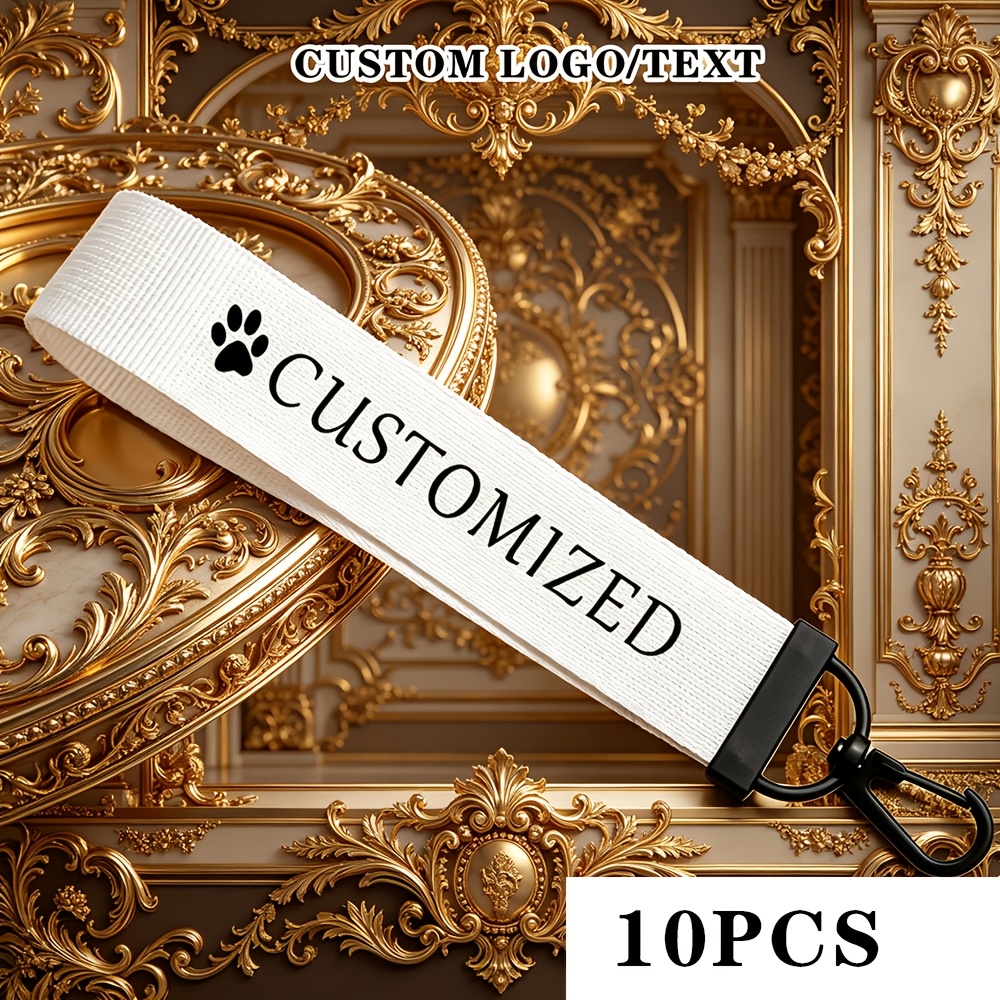 TEMU 10pcs Custom Printed Wrist Lanyards, Customizable Nylon Short Keychain Wrist Strap With Your Own Logo, Photo And Text, Custom Wristlet Lanyards
