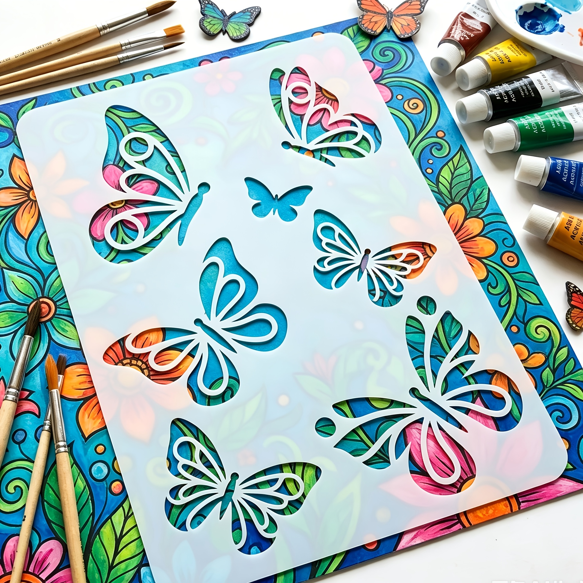 TEMU 1pc Reusable Pet Painting Stencil, Measuring 7 X 10.24in. Perfect For Diy Crafts, Scrapbooking, Wall Art, Home Decor, And Fabric Decoration.