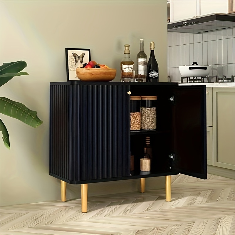 40\" Modern Buffet Cabinet With Sliding Doors & Adjustable Shelf | Fluted Design Storage For Kitchen, Entryway, Dining Room