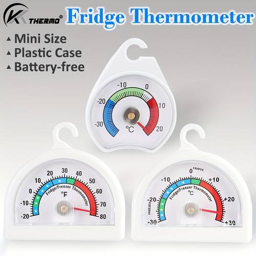 set of 2 fridge thermometers and ideal for monitoring freezer temperatures featuring an internal display compact dial design and no batteries needed
