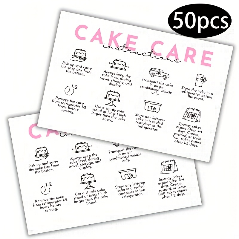 E-shop 50 Stück, Anleitungskarten zum Kuchenschneiden, mit praktischen Tipps, wie Kuchen gelagert werden