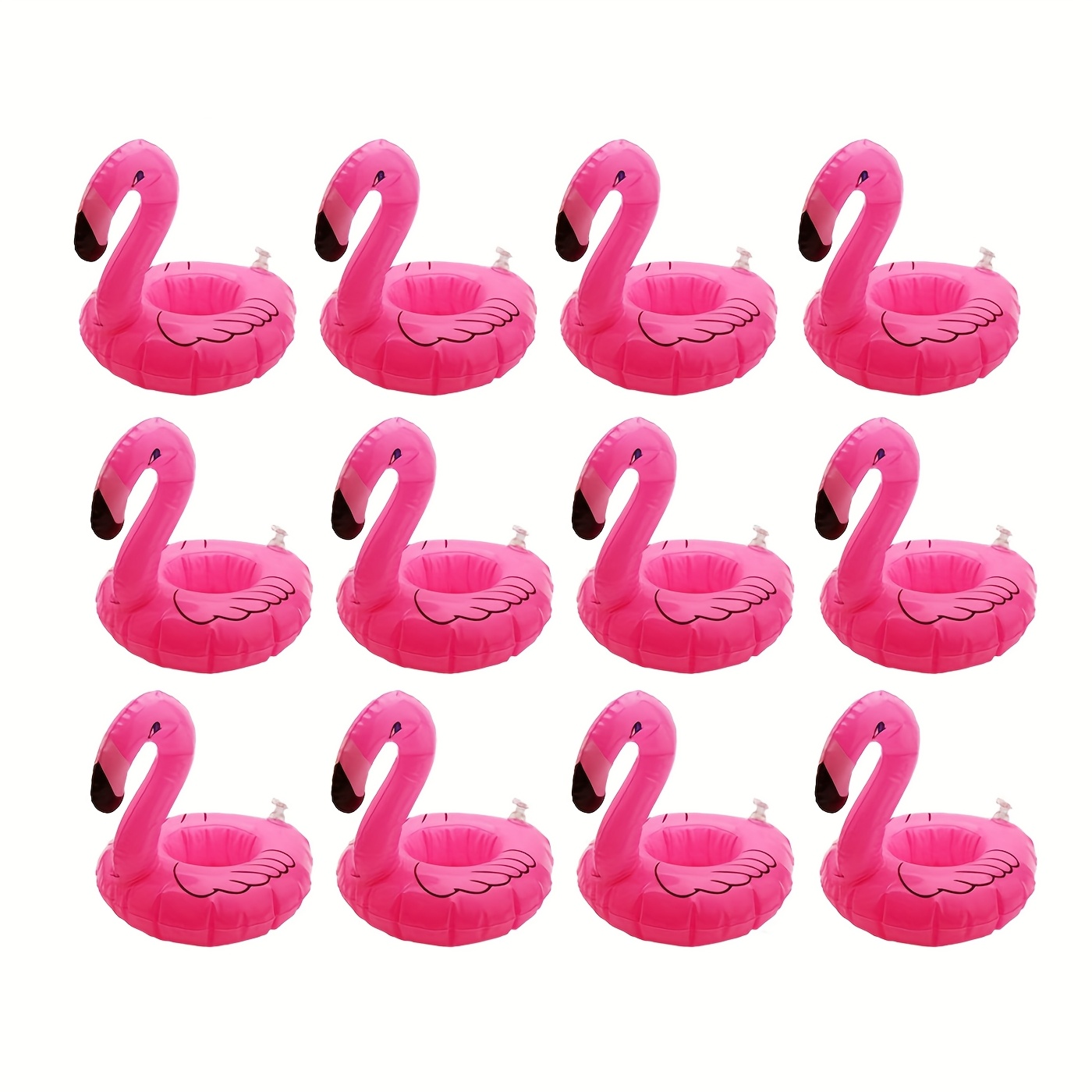 Image of 12pcs Inflatable Holders Flamingo Floats Reusable Inflatable Cute Animal Cup Coasters Pool Cup Holders For Summer Swimming Party