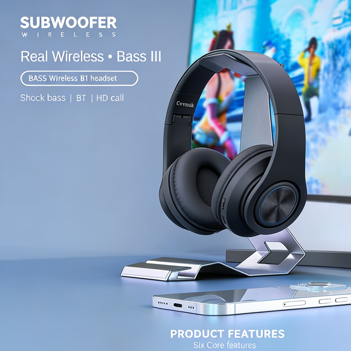 B39 Wireless Headphones, Over-ear Headset With Microphone, Noise Cancellation, Foldable Lightweight Design