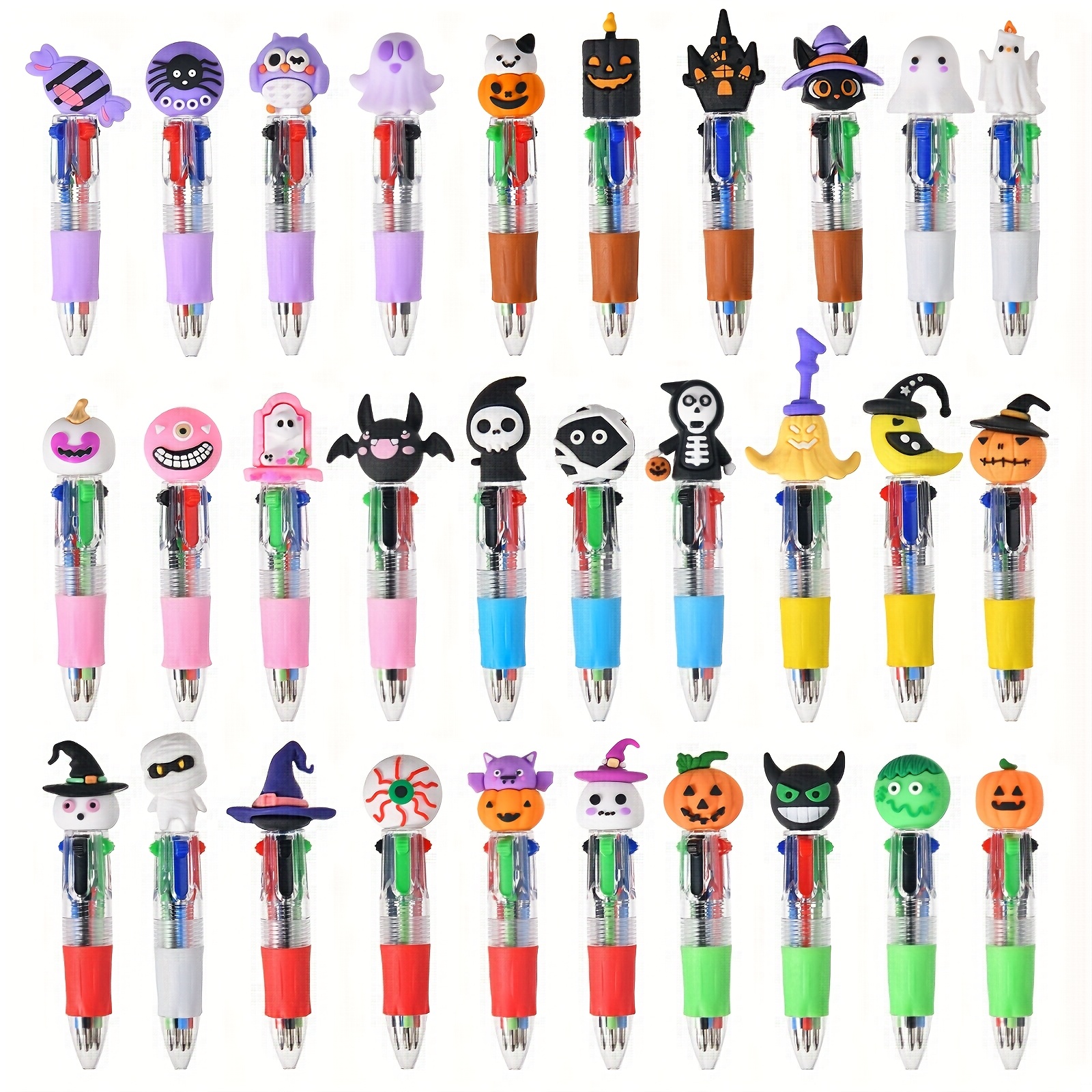 15 30pcs creative simple cute back to school retractable ballpoint pens   color ballpoint pens cute cartoon halloween gifts colorful pens for students random colors Product details 0