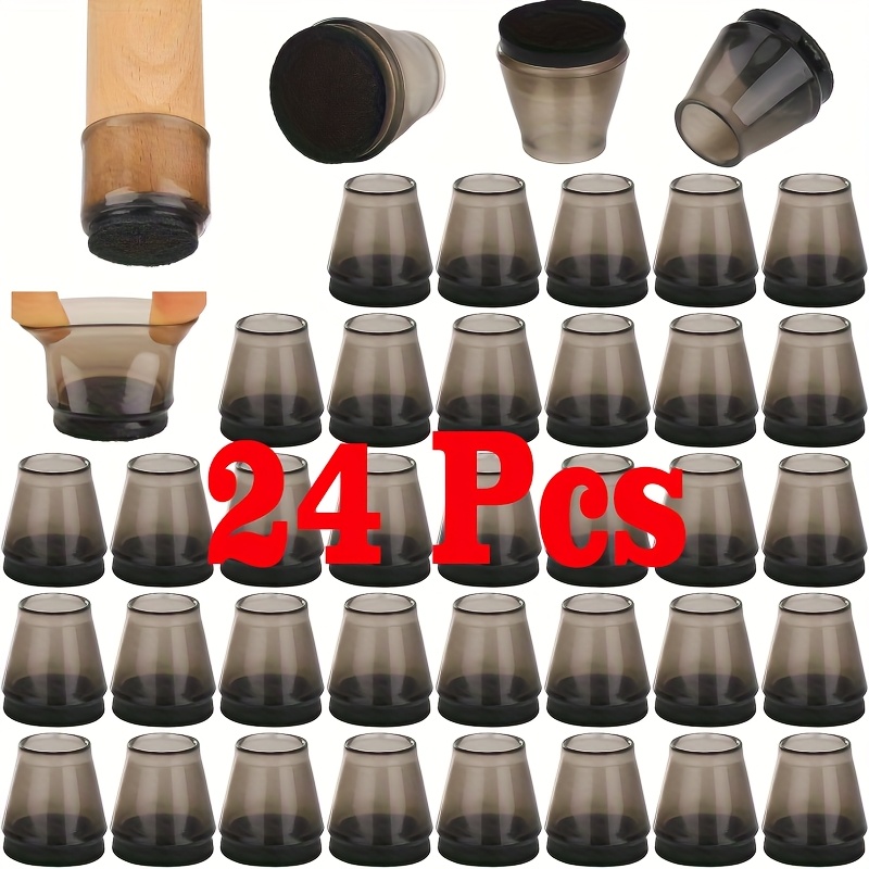 E-shop 24/40 Stück Runde Stuhlbein Bodenschoner Silikon Transparent Tischfüße Kappen Bodenschoner mit Filz Rutschfeste Möbel Stiefel