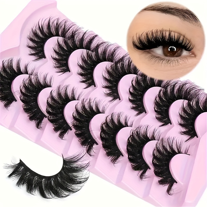7 Pairs Fluffy Eyelashes - 20mm Full Wispy Strip, 8d Volume Curly False Lashes, Hypoallergenic, Black, Pack Of 7, Everyday Beauty Accessory | Eye Lashes