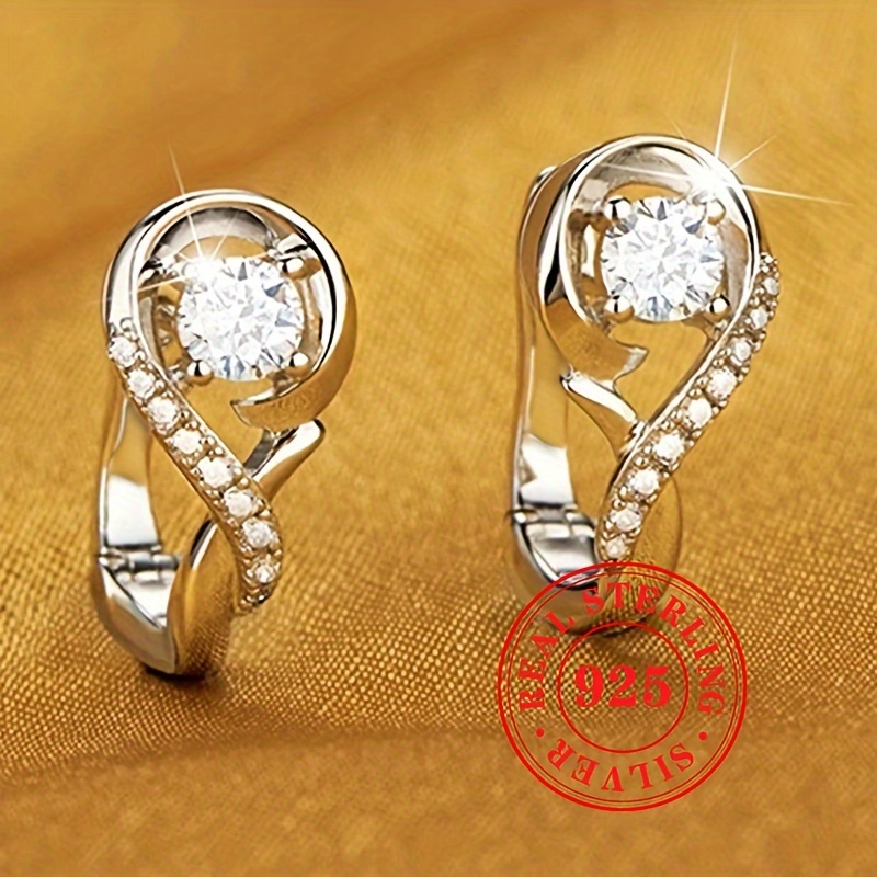 

Exquisite Hoop Earrings 925 Sterling Silver Hypoallergenic Jewelry Zircon Inlaid Elegant Luxury Style For Women Wedding Banquet