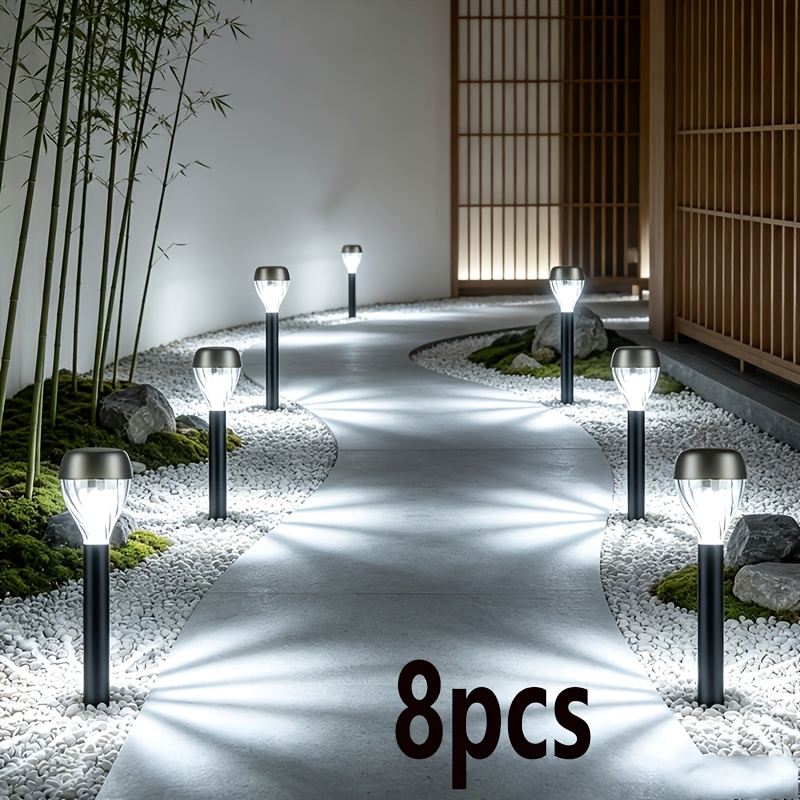 TEMU 8pcs Lampes de pelouse et minimalistes à brancher, à solaire, pour cours, , allées, camping, , Noël, cadeaux de mariage et décoration de famille