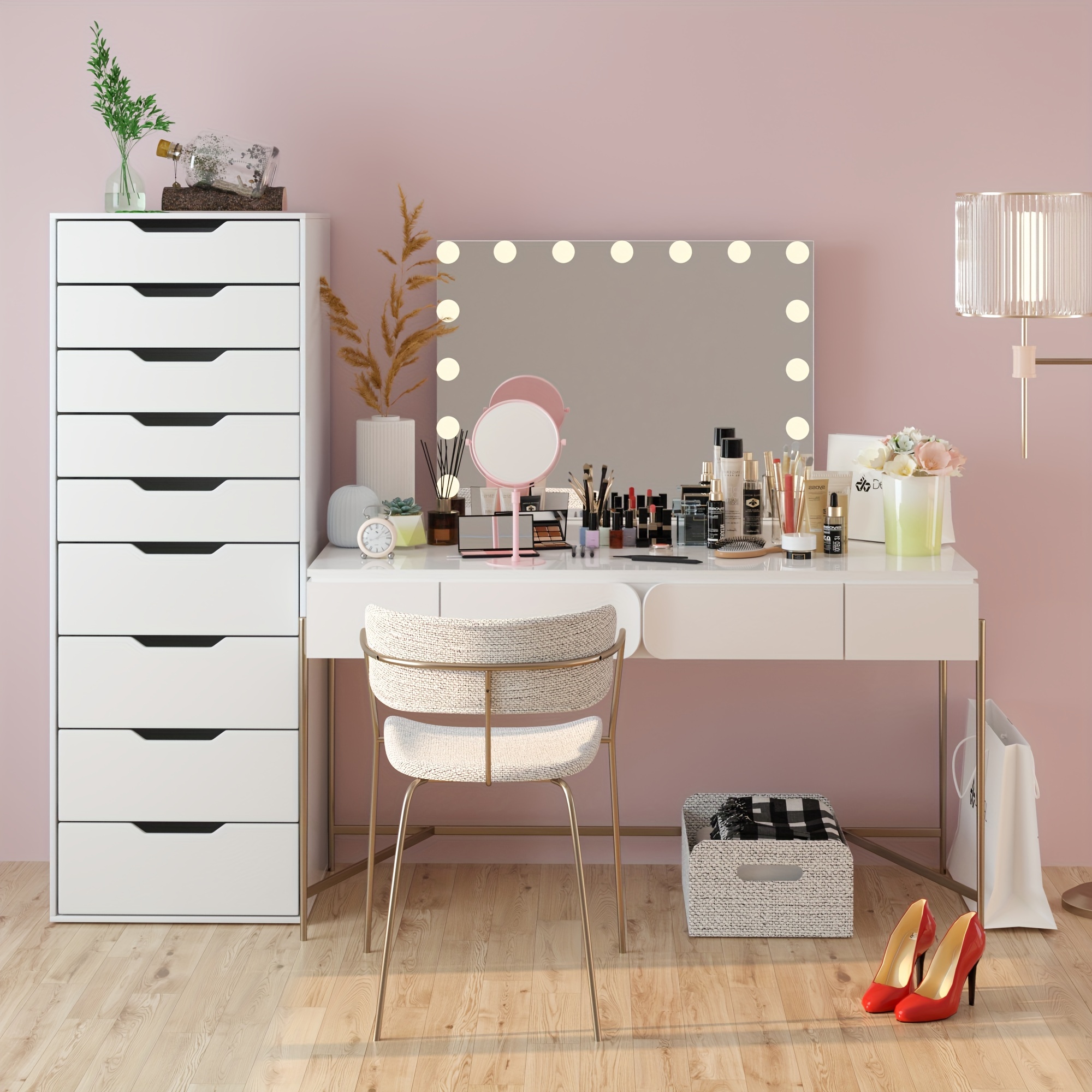 E-shop Kealive Schrank, Kommode mit 9 Schubladen für Wohnzimmer Badezimmer 124,5X45X40Cm