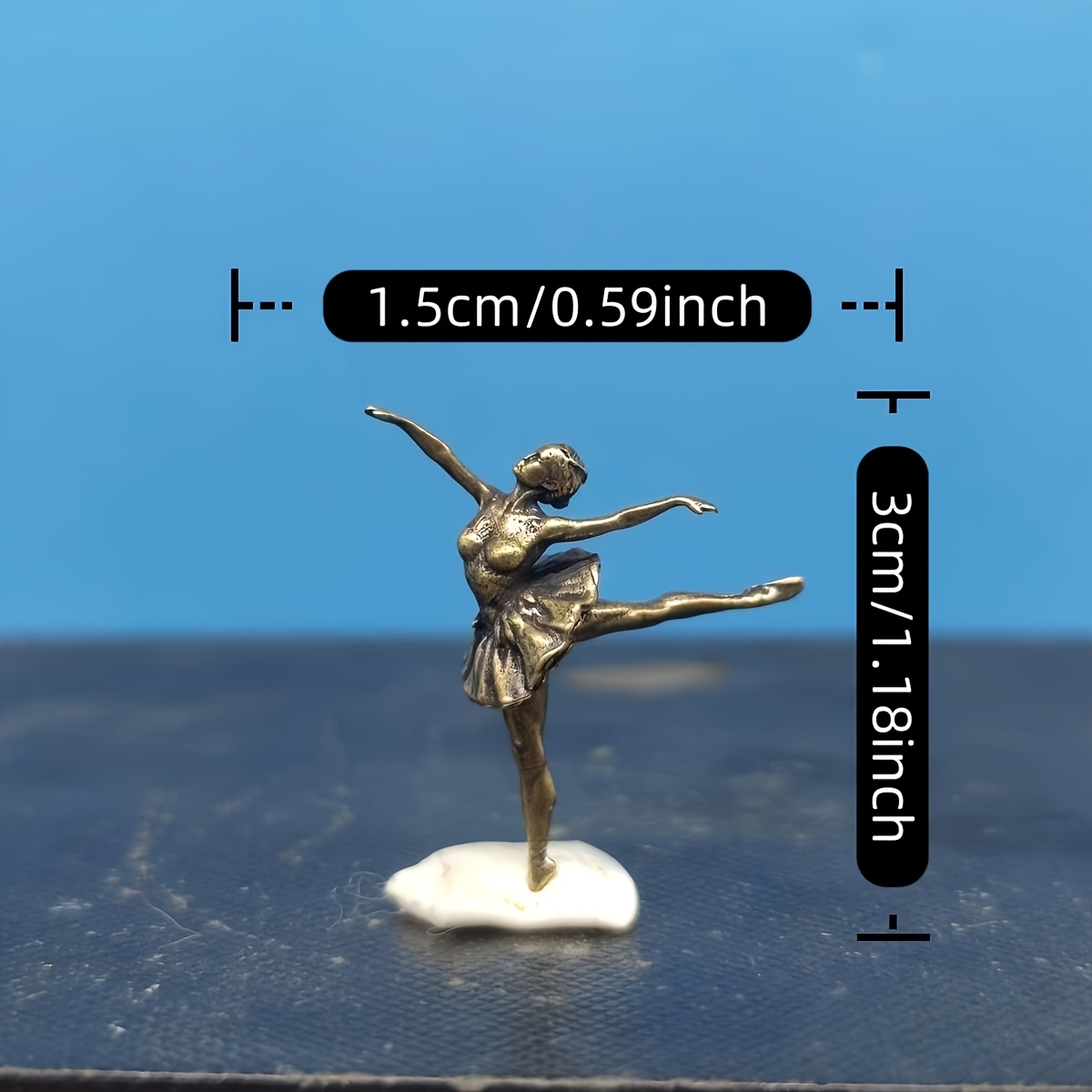 TEMU Brass Micro Elegant Black Swan Ballet Dancer Figurine, Classic Miniature Statue Collectible, Micro Sand Table Bonsai Accessory, Desktop Office