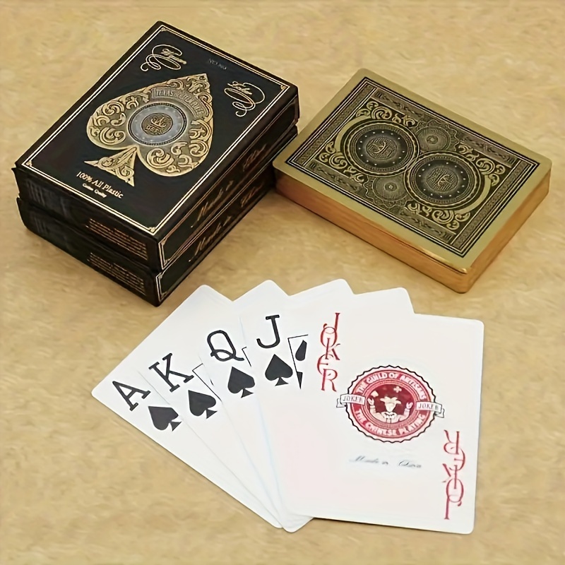 1 deck premium waterproof golden silvery plated playing cards large font playing cards   party entertainment playing cards