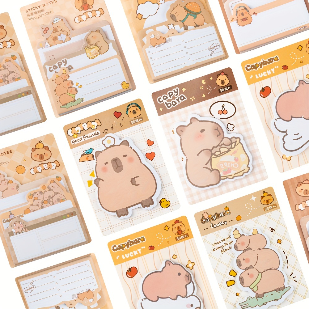 

4pcs Cute Capybara Notes - 120/360 Sheets, Office & School And Reminders