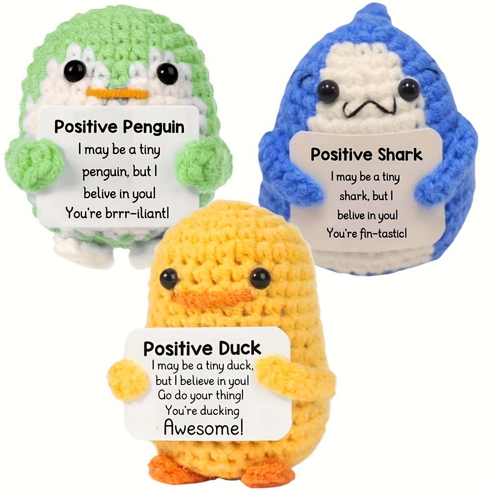 

Fun Crochet Positive Animals, Amigurumi With Inspirational Cards, Suitable For Diy Keychains And Crafts, Suitable For Festivals Such As Valentine's Day/ Day/father's Day, Teacher Appreciation, Etc