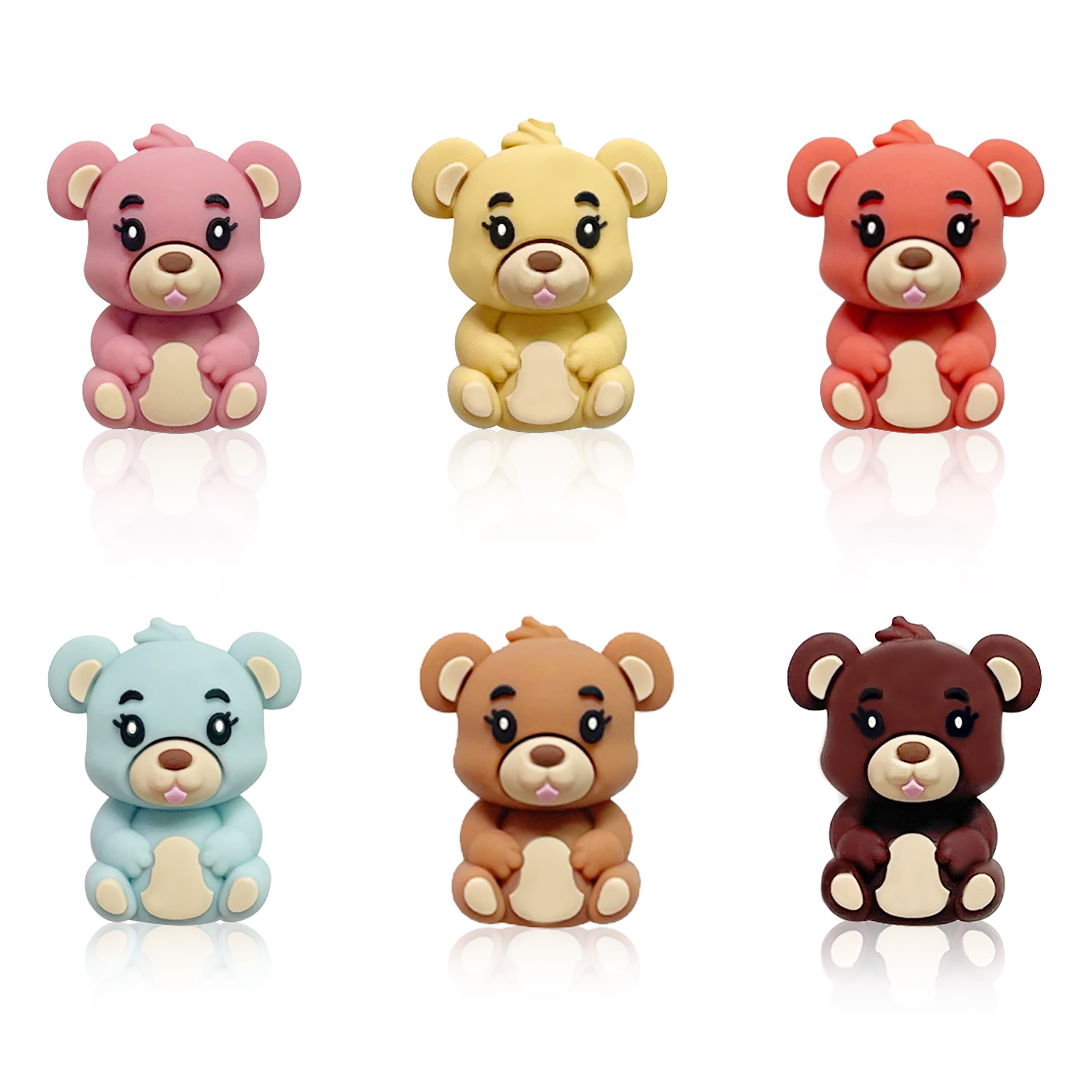 

6pcs Adorable 3d Bear - Diy Craft Supplies For Keychains, Bracelets & Jewelry Making