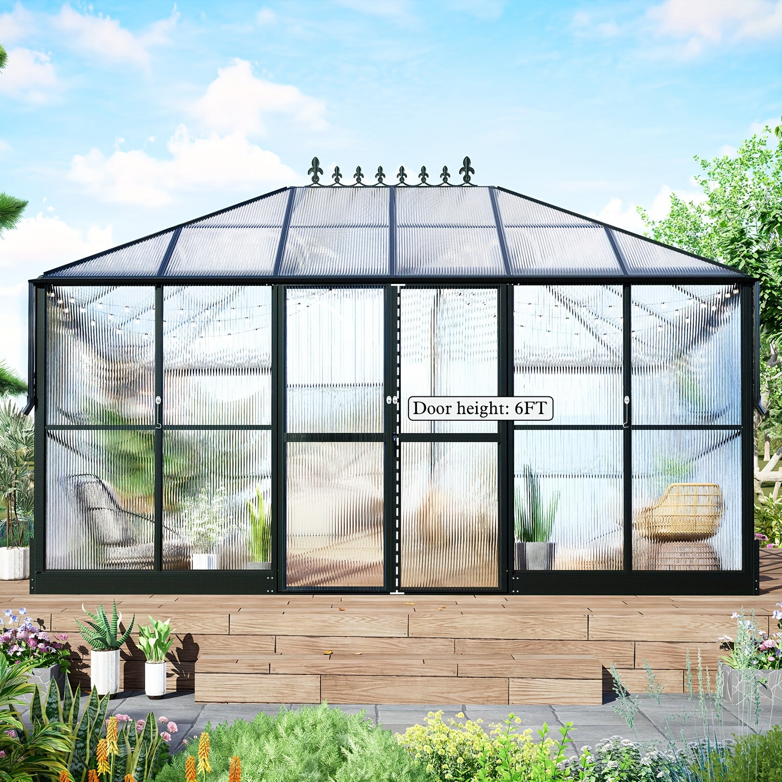 14x9 5x9ft deluxe extended outdoor polycarbonate greenhouse - Temu
